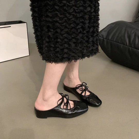 Damen elegante Mules mit raffiniertem Schnür-Design R&B