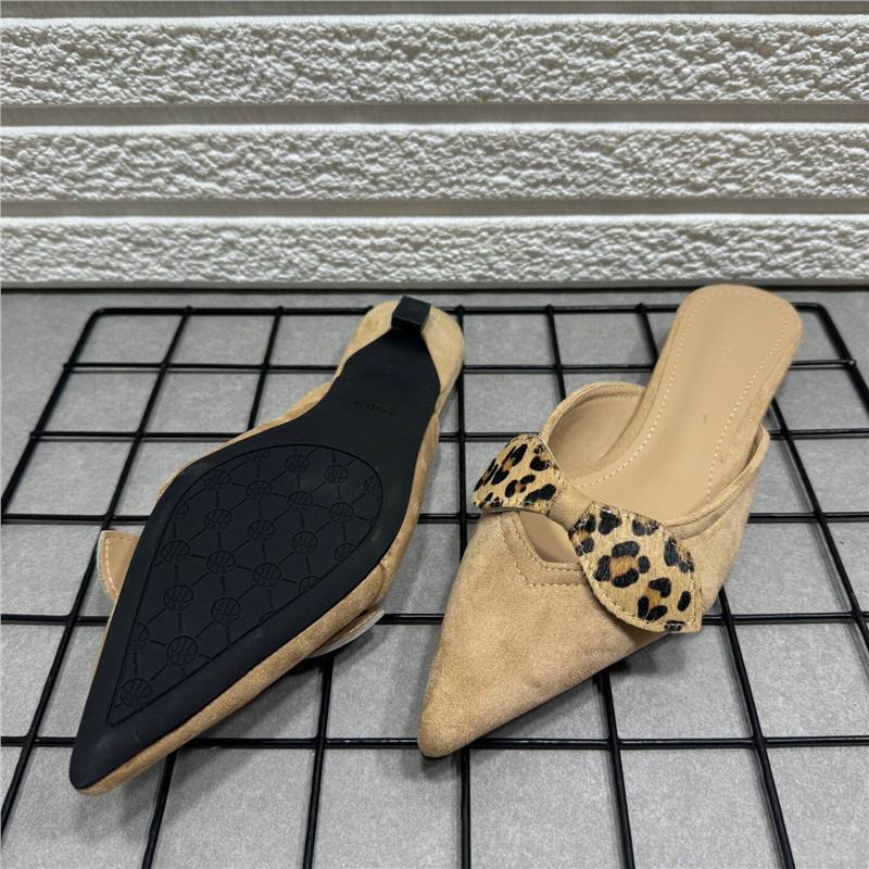 Damen elegante Slingback-Mules mit Leoparden-Schleifenverzierung