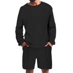 Herren lässiges Sweatshirt- und Shorts-Set mit strukturiertem Design R&B