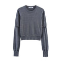 Damen modischer Kurzpullover mit Knopfdetails R&B