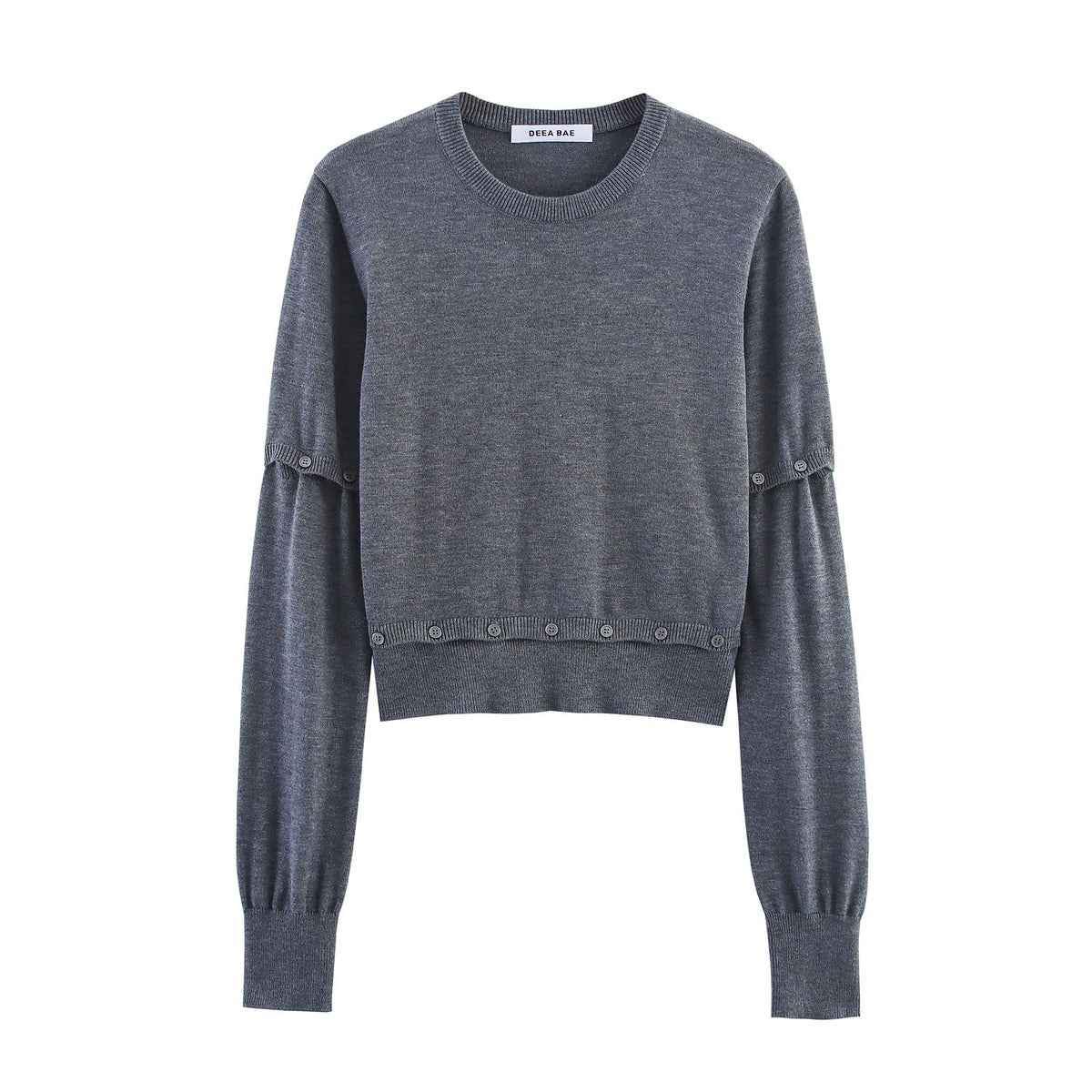 Damen modischer Kurzpullover mit Knopfdetails R&B