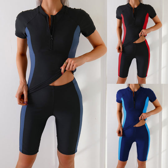 Damen Sportliches Kurzarm-Schwimmanzug R&B