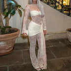 Damen Eleganter Overall aus Spitze mit langen Ärmeln R&B