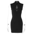 Damen Kleid mit schmalem Schnitt und elegantem Stehkragen R&B