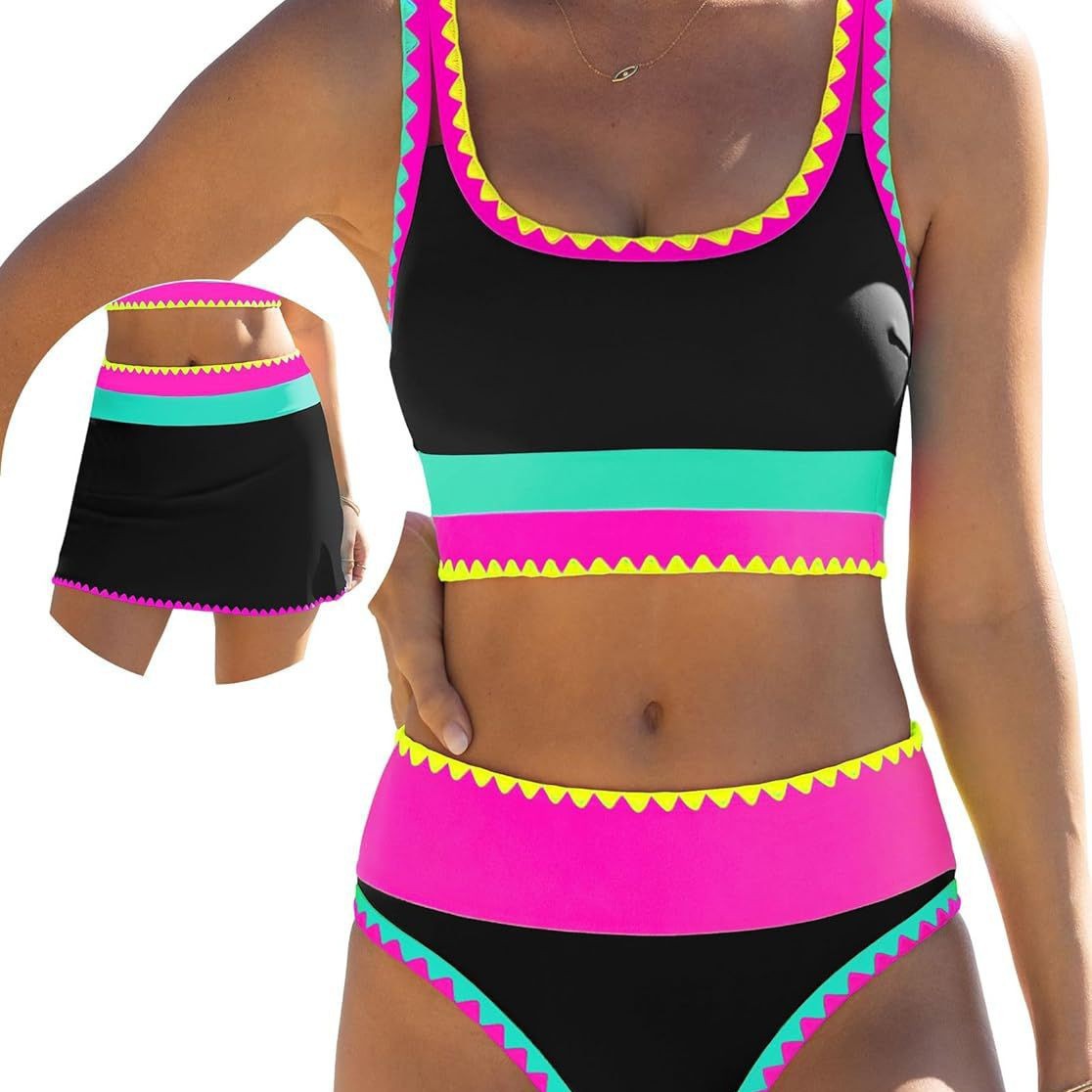 Damen Buntes Sportliches Bikini-Set R&B