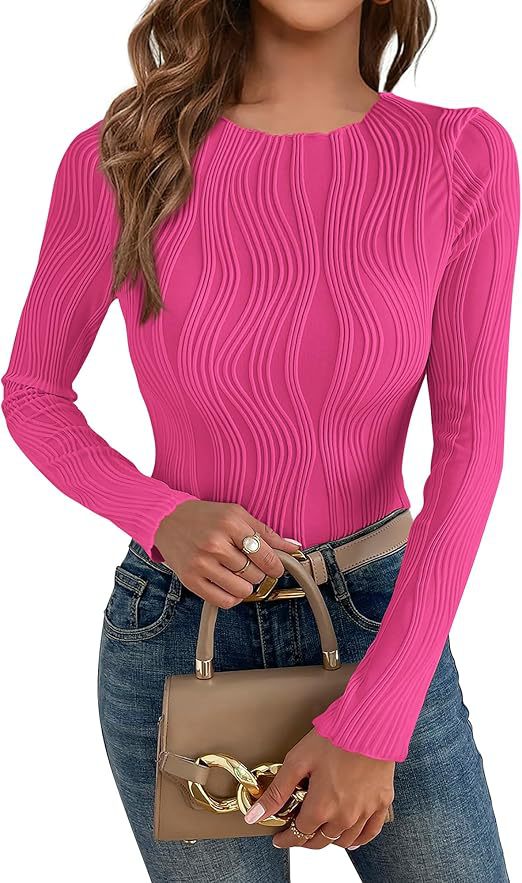 Damen Langarmshirt mit strukturiertem Wellenmuster R&B
