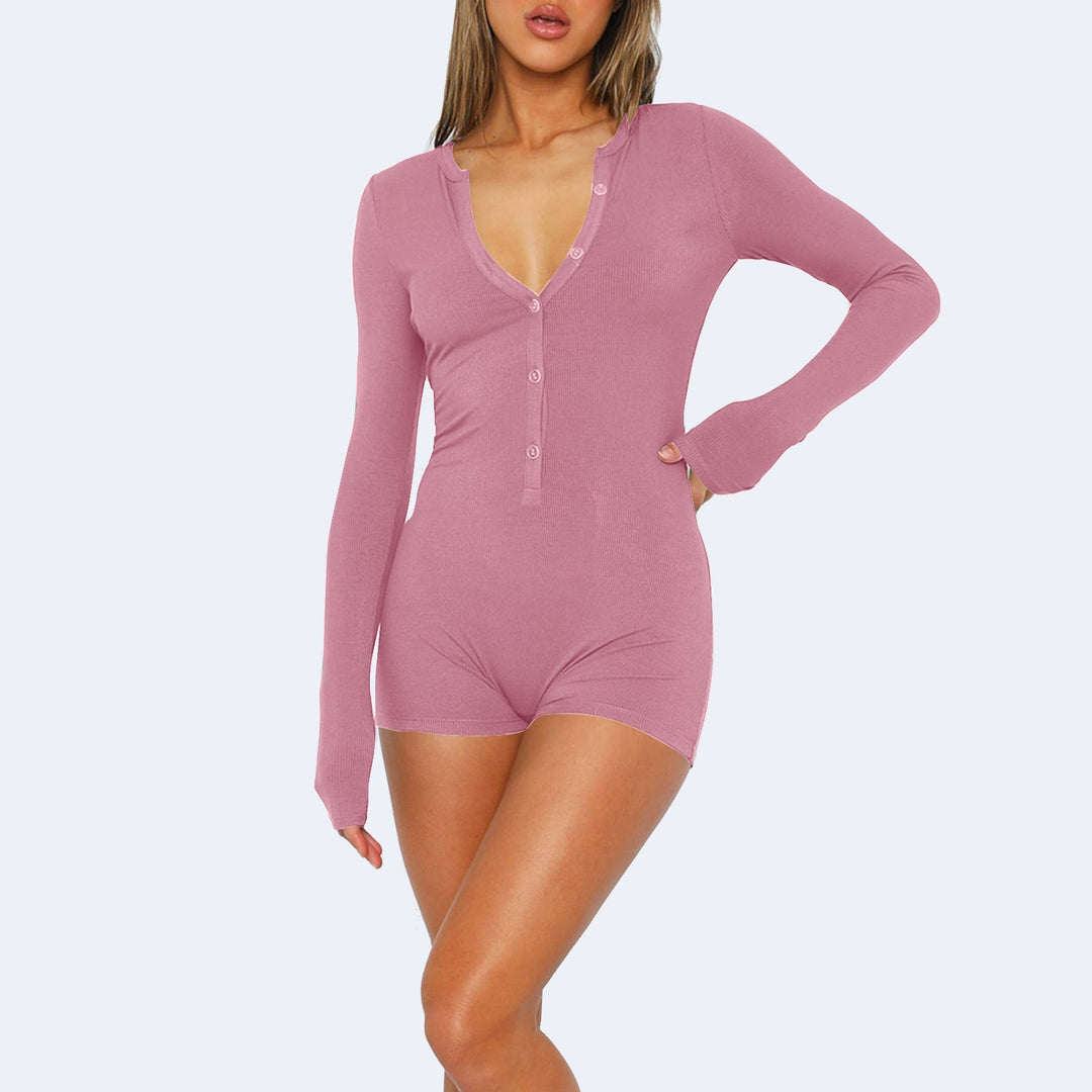 Damen Langarmbody mit Knopfleiste R&B