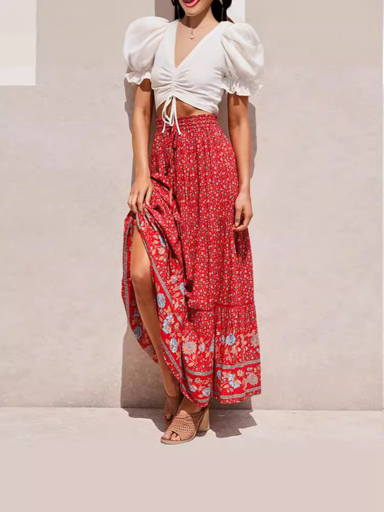 Damen Maxi-Rock aus floraler Baumwolle R&B