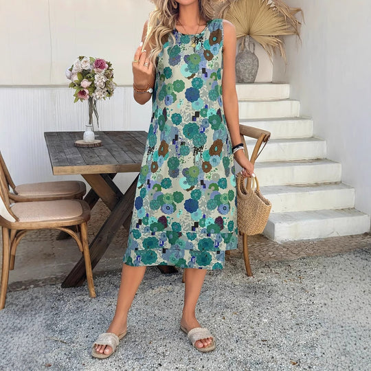 Damen luftiges Kleid mit floralen Mustern und schwingendem Saum R&B