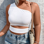 Damen Crop-Top mit asymmetrischem Schnitt und Cut-Out-Details R&B