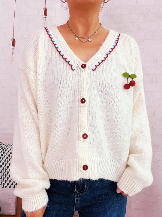 Damen verspielte Strickjacke mit buntem Knopfdesign und hohem Komfort R&B
