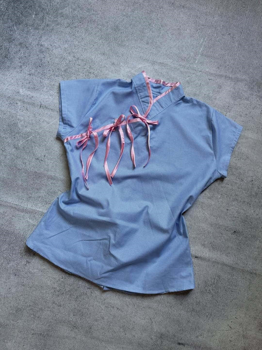 Damen Urbanes Karo-Top mit raffinierten Rüschendetails R&B