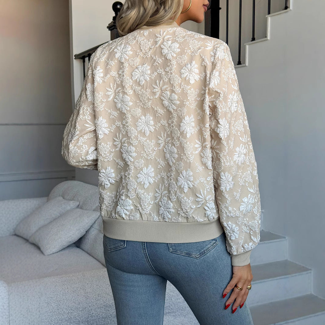 Damen Elegante Stickerei Bomberjacke mit floralen Details R&B