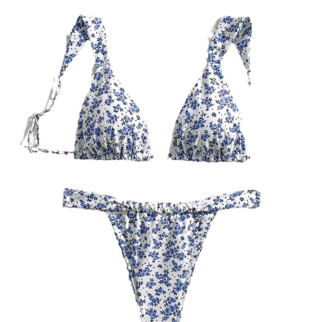 Damen Triangel-Bikini mit floralen Mustern und verstellbaren Trägern R&B