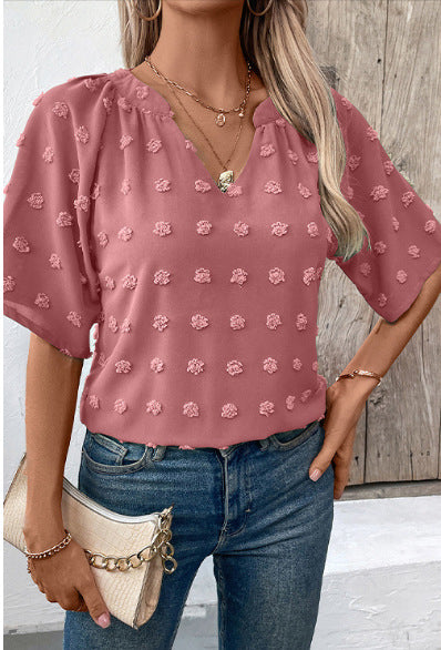 Damen elegantes Oberteil mit strukturiertem Blumenmuster R&B