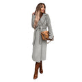 Damen Eleganter Lange-Mantel mit Taillengürtel und schmalem Schnitt R&B