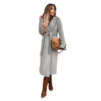 Damen Eleganter Lange-Mantel mit Taillengürtel und schmalem Schnitt R&B