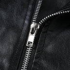 Herren Kunstleder Motorradjacke mit Reißverschluss R&B