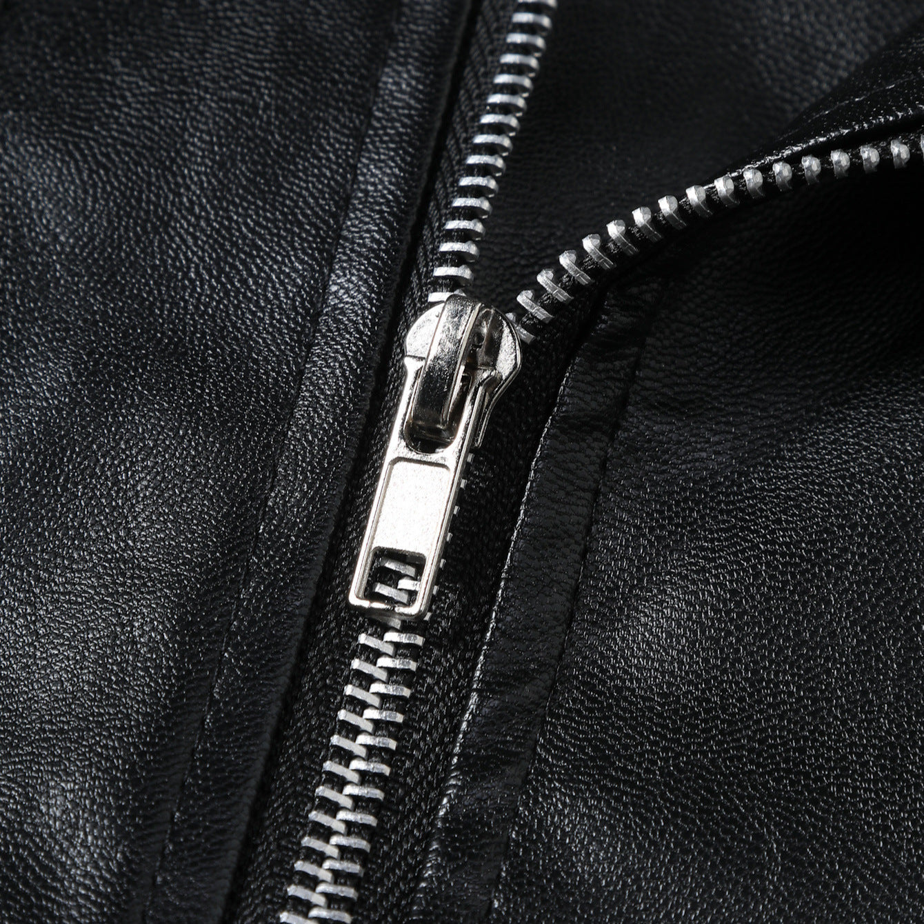 Herren Kunstleder Motorradjacke mit Reißverschluss R&B