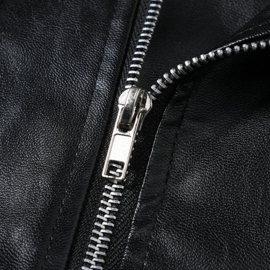 Herren Kunstleder Motorradjacke mit Reißverschluss R&B