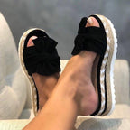 Damen Plattform-Sandaletten mit elegantem Schleifen-Detail und geflochtenem Absatz R&B