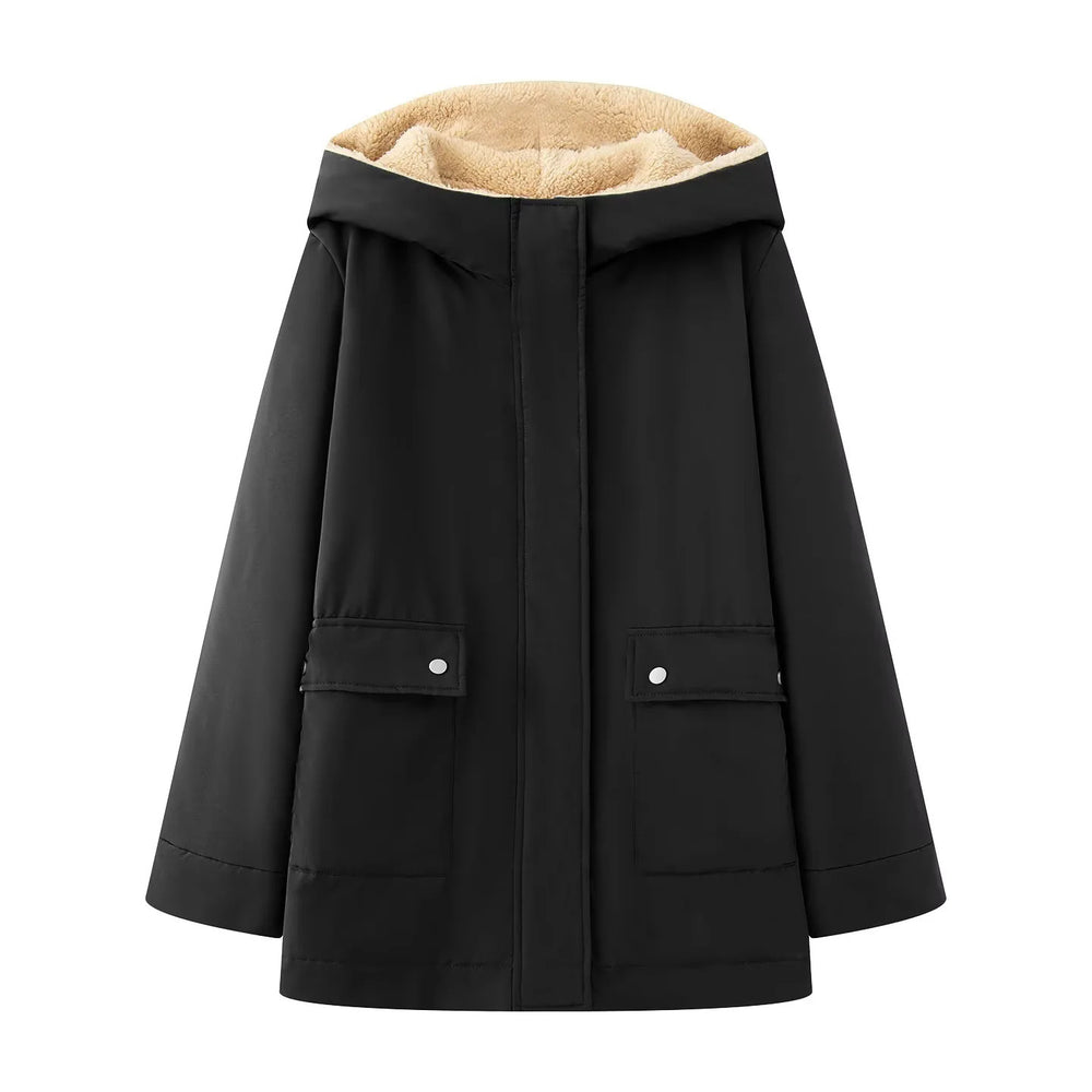 Damen gesteppte Übergangsjacke mit weichem Innenfutter und praktischem Kapuzen-Design R&B