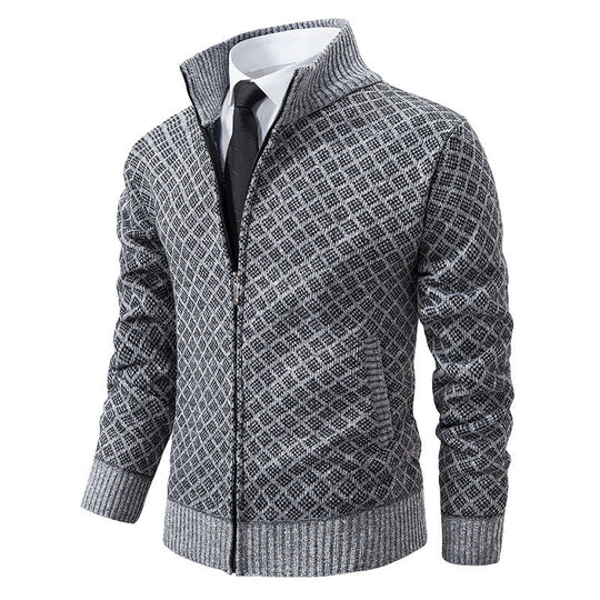 Damen Strickjacke mit strukturiertem Muster und hohem Kragen R&B