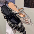 Damen elegante Slingback Ballerinas mit funkelnden Strassdetails R&B
