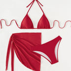 Damen Triangel-Bikini mit floralen Mustern und seitlichem Wickelelement R&B