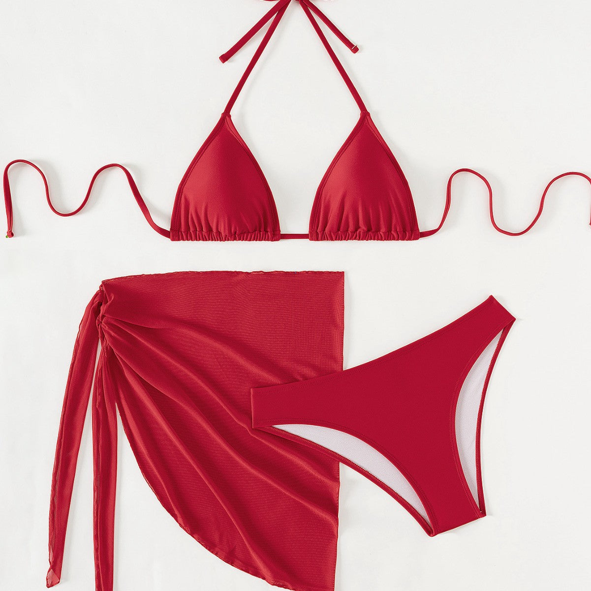 Damen Triangel-Bikini mit floralen Mustern und seitlichem Wickelelement R&B