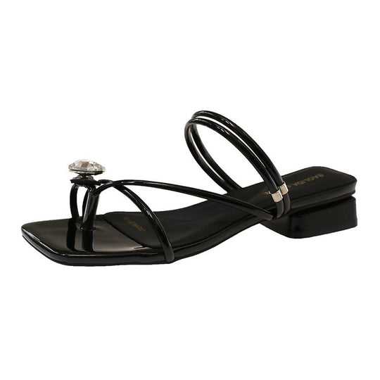 Damen elegante Sandaletten mit chicem Querriemen und Glitzer-Akzent R&B