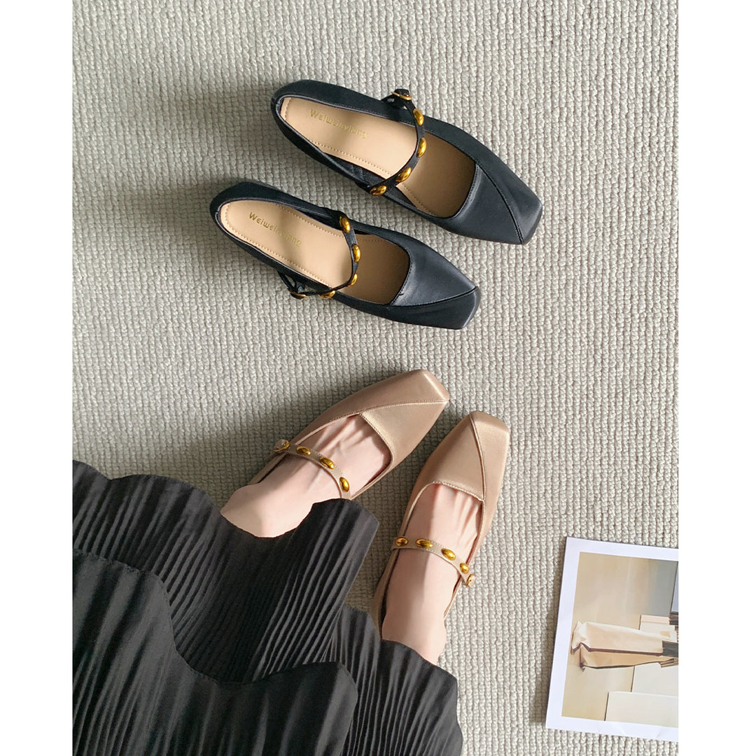 Damen Ballerinas mit elastischem Riemen und dekorativer Schnallenverzierung R&B