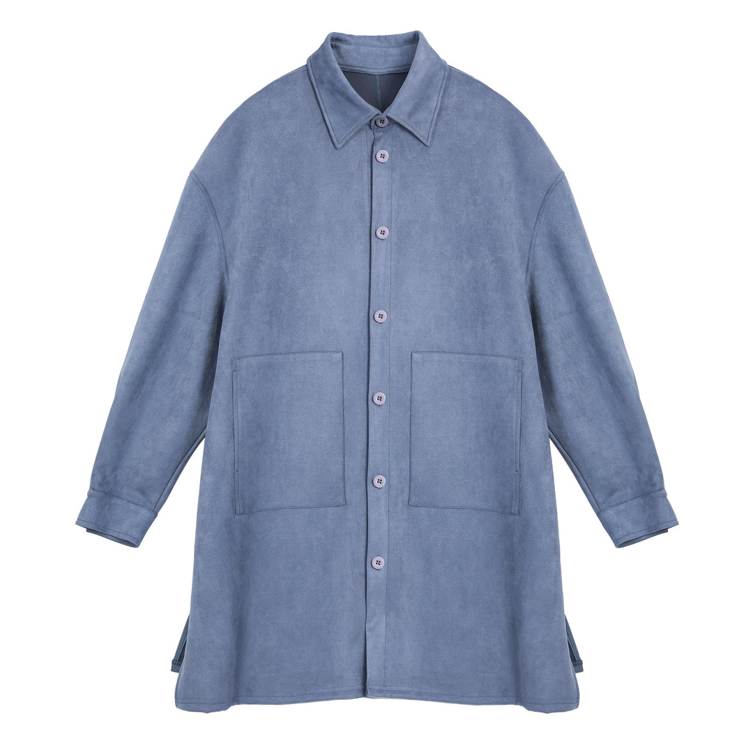 Damen Oversize Hemdenjacke aus weichem Suede mit großen Taschen R&B