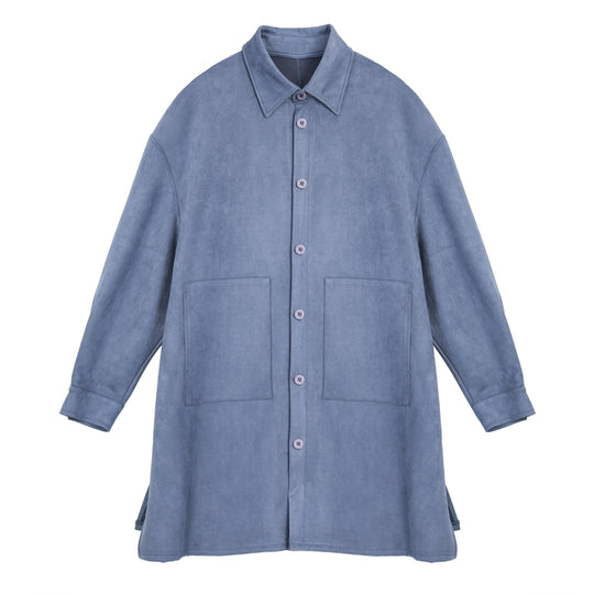 Damen Oversize Hemdenjacke aus weichem Suede mit großen Taschen R&B