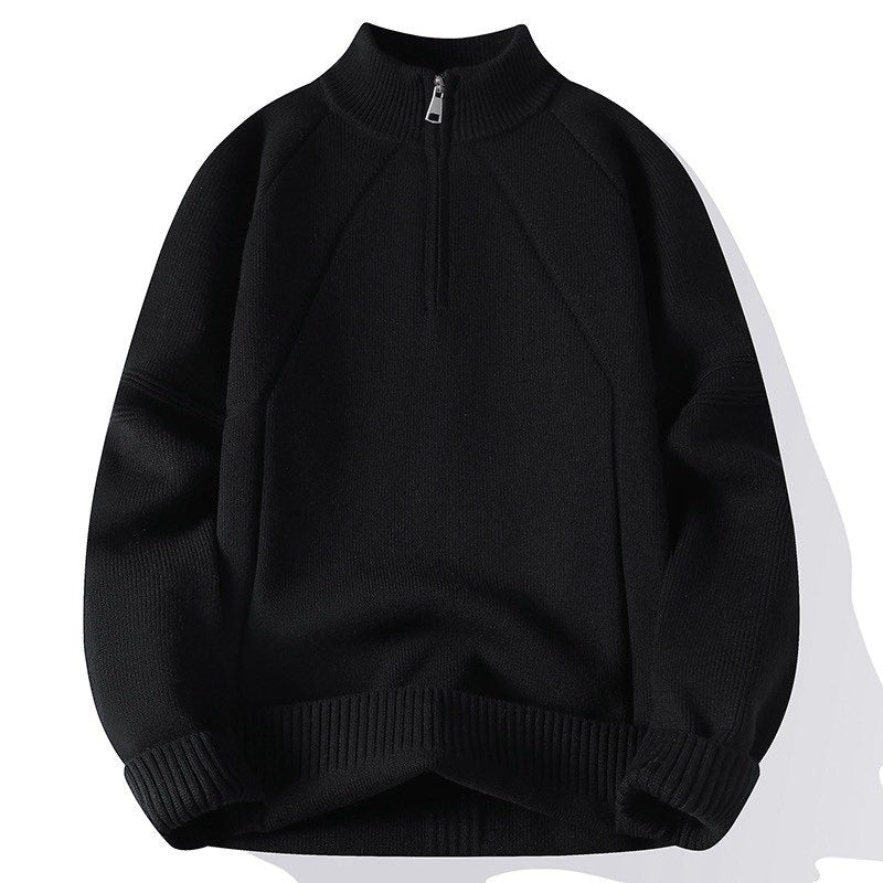 Herren Sportlicher Stehkragenpullover mit Reißverschluss und strukturiertem Design