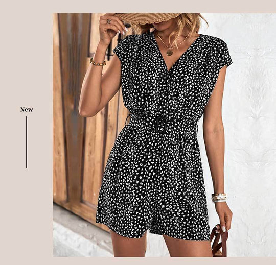 Damen Modischer Jumpsuit mit tailliertem Design und dezentem Muster R&B