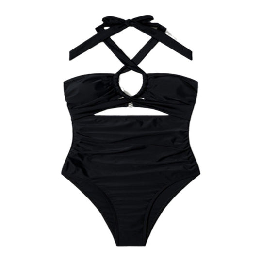 Damen Einteiler Badeanzug mit stylischem Schnitt und raffiniertem Knotenelement R&B