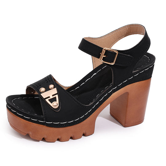 Damen Plateau-Sandalen mit modischem Riemendesign und komfortablem Fußbett R&B
