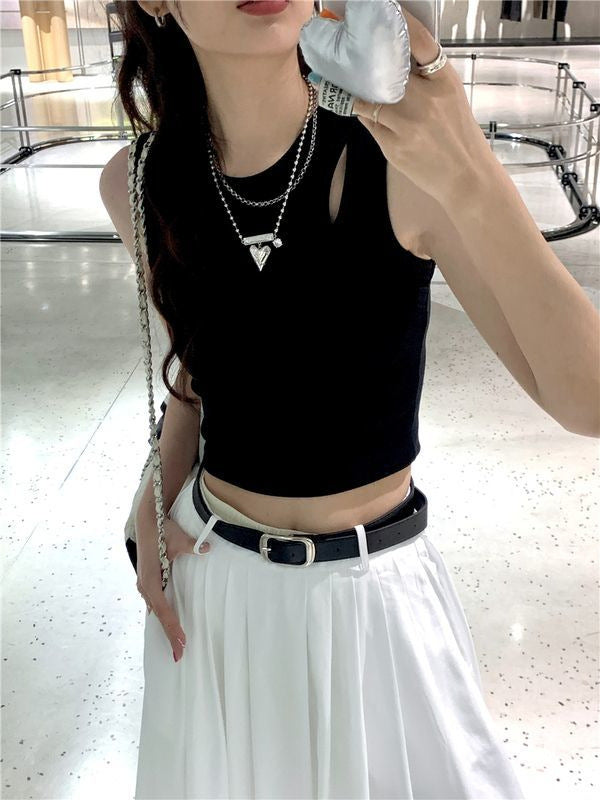 Damen Crop-Top mit elastischem Bund und asymmetrischem Ausschnitt R&B