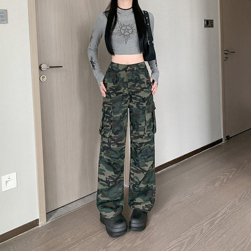 Damen Cargohose im modischen Camouflage-Design mit praktischen Taschen R&B