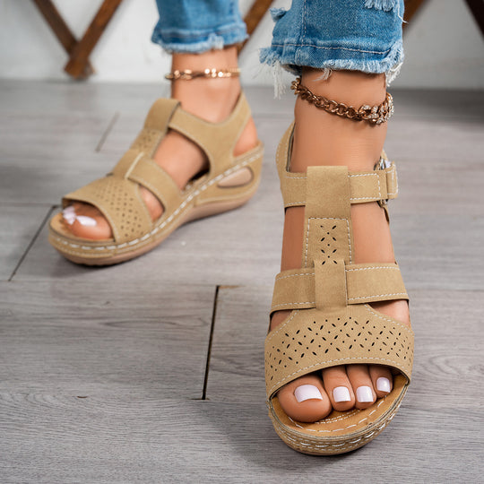 Damen Wedge-Sandalen mit anatomischem Fußbett und verstellbarem Riemendesign R&B