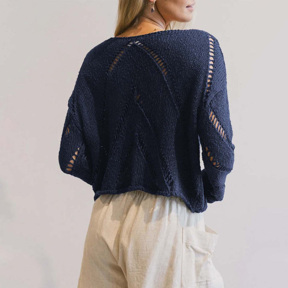 Damen lässiger Strickpullover mit luftiger Maschenstruktur R&B