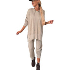 Damen Bequeme Oversized-Hoodie und Jogginghose Kombination R&B