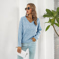 Damen modischer Strickpullover mit Herzmuster und V-Ausschnitt R&B