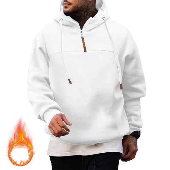 Herren Hoodie mit hohem Kragen und innovativem Reißverschluss R&B