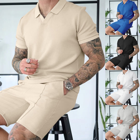 Herren Kurzarm Polohemd mit sportlichem Schnitt und Bundshorts R&B