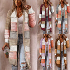 Damen Luftige Strickjacke mit offenen Vorderkante und dekorativem Muster R&B