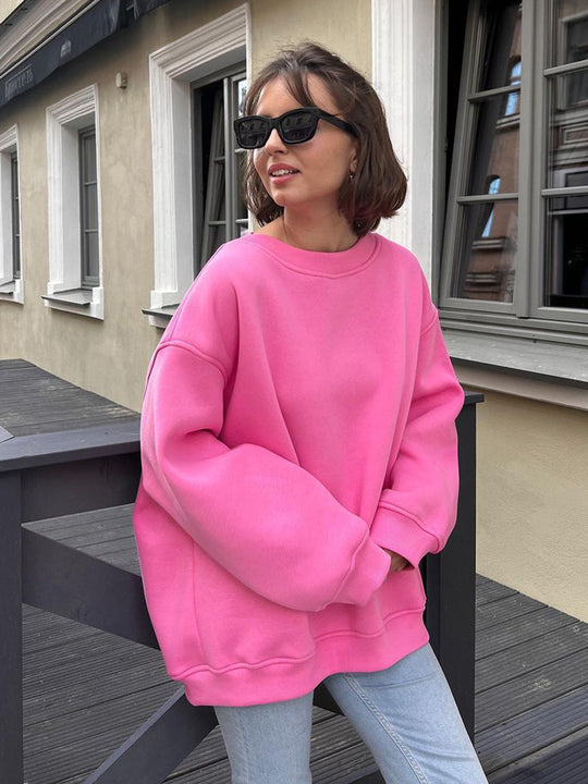 Damen Oversized Sweatshirt im lässigen Stil mit übergroßen Ärmeln und elastischen Bündchen R&B