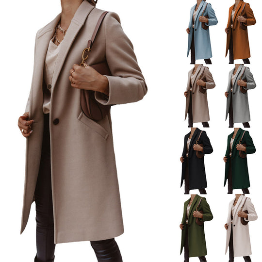 Damen eleganter Wollmantel mit schmaler Silhouette R&B
