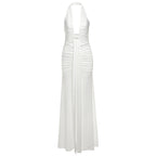 Damen Elegantes Maxi-Kleid mit tiefem V-Ausschnitt und Rüschendetails R&B